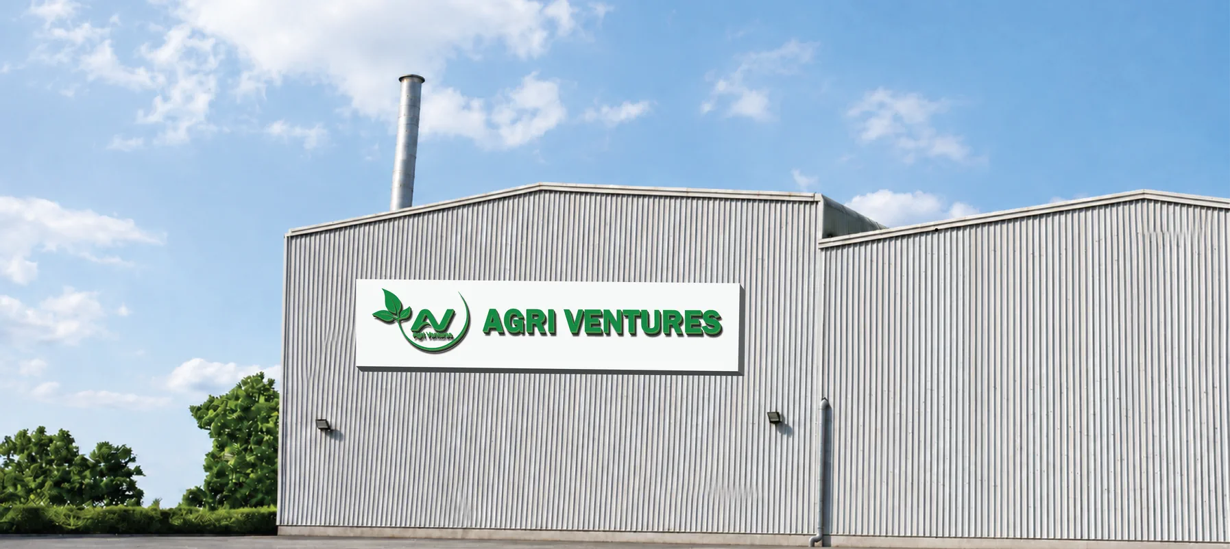 The Agri Ventures manufacturing plant, its name on the building
