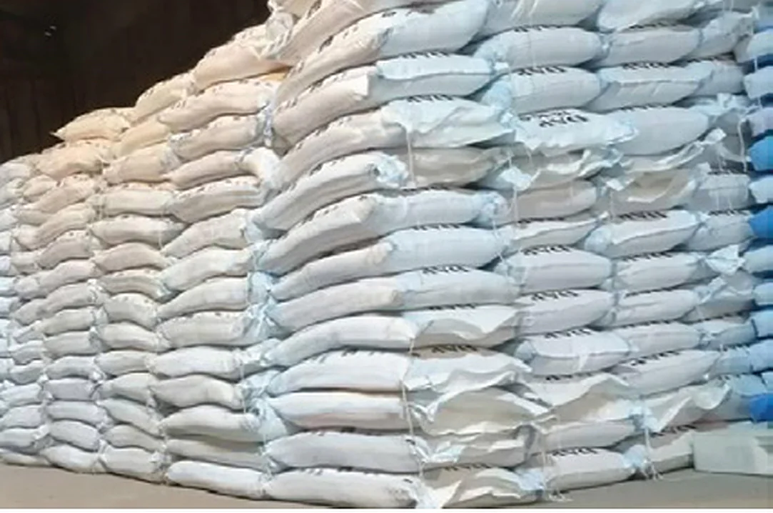 Bagged stock stacked inside an Agri Ventures warehouse